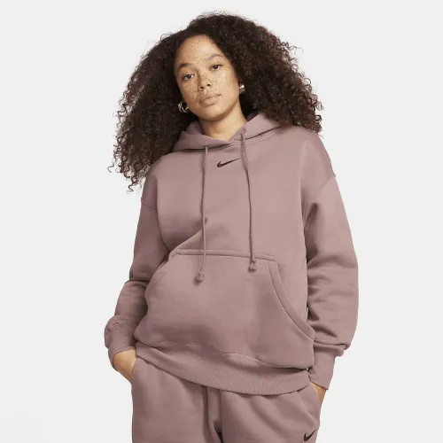 Nike Sportswear Phoenix Fleece женская оверсайз Pullover Толстовка с капюшоном цвет фиолетовый