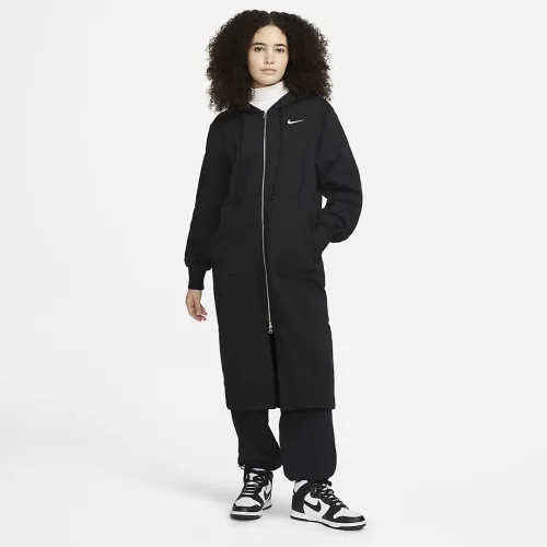 Nike Sportswear Phoenix Fleece женская оверсайз Long Full-Zip Толстовка с капюшоном цвет черный