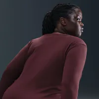 Nike Sportswear Chill Knit жіноча Tight Long-Sleeve Midi Mini-Rib Костюм (великі розміри) колір червоний