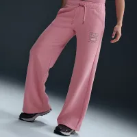 Nike Sportswear Club Fleece женская Mid-Rise Wide-Leg Graphic Pants Pink