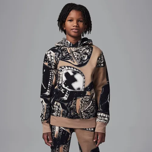 Nike Jordan MVP Big детские Fleece Printed Pullover Толстовка с капюшоном цвет коричневый