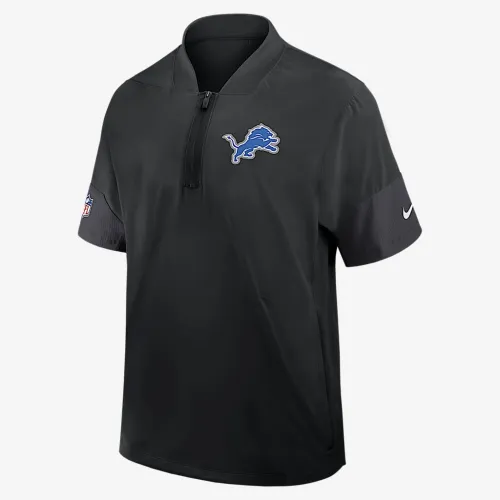 Detroit Lions Sideline Coach чоловічі Nike NFL 1/2-Zip Short-Sleeve Hooded Куртка колір чорний