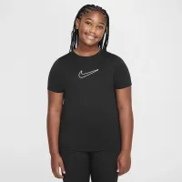Nike One Big детские (Girls') Dri-FIT Short-Sleeve тренировочные Top (Extended Size) цвет черный