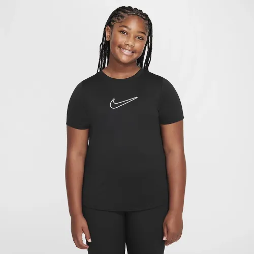 Nike One Big дитячі (Girls') Dri-FIT Short-Sleeve тренувальні Top (Extended Size) колір чорний