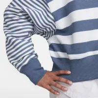 Nike Sportswear Phoenix Fleece женская Over-оверсайз Striped Crew-Neck свитшот синий