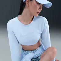 Nike жіноча Dri-FIT Cropped Long-Sleeve футболка блакитний