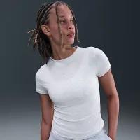 Nike Sportswear Chill Knit жіноча Tight Short-Sleeve Mock-Neck Top колір коричневий