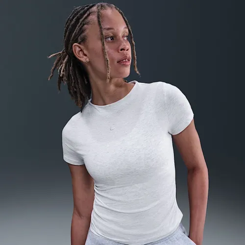 Nike Sportswear Chill Knit жіноча Tight Short-Sleeve Mock-Neck Top колір коричневий