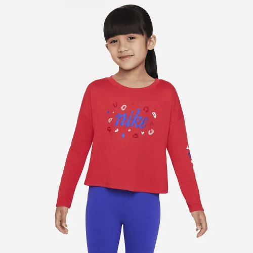Nike Little детские Long Sleeve Cropped Leopard Top цвет красный