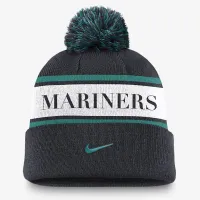 Seattle Mariners Team Stripe Peak чоловічі Nike MLB Cuffed Pom Beanie блакитний