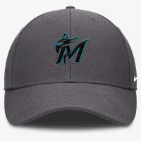 Miami Marlins Club мужские Nike Dri-FIT MLB Adjustable Hat цвет серый