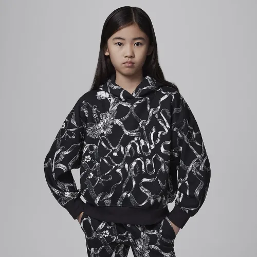 Nike Jordan Big дитячі Brooklyn Fleece Printed Pullover Толстовка з капюшоном колір чорний
