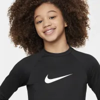 Nike Swim Big дитячі (Girls') Short-Sleeve Hydroguard колір чорний