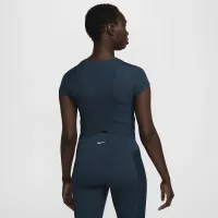 Nike One Fitted Rib жіноча Dri-FIT Short-Sleeve Cropped Top блакитний
