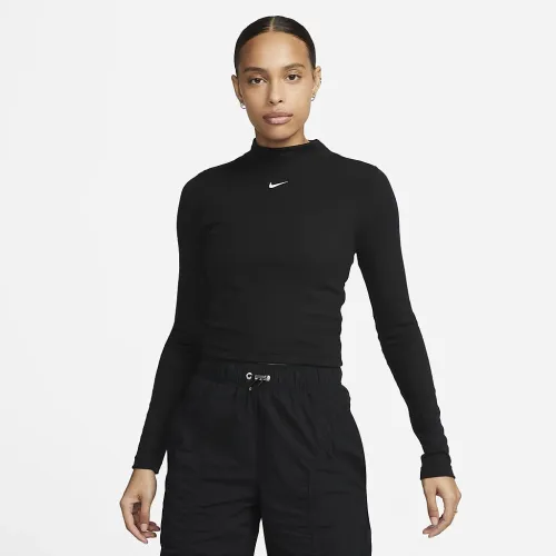 Nike Sportswear Essential женская Ribbed Mock-Neck Long-Sleeve Top цвет черный