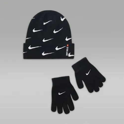 Nike Swoosh Repeat Beanie and Gloves комплект Big дитячі комплект колір чорний