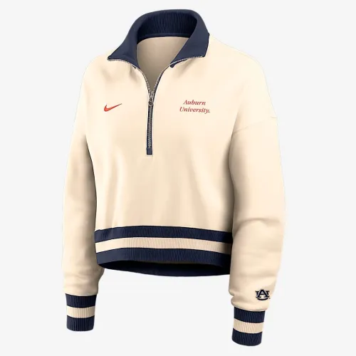 Auburn Legacy жіноча Nike College Cropped 1/4-Zip Crew колір коричневий