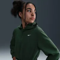 Nike Pro Fleece Big детские (Girls') Dri-FIT Full-Zip Толстовка с капюшоном цвет зеленый