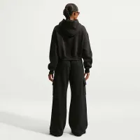 Nike Sportswear Phoenix Fleece жіноча оверсайз Cropped Henley Толстовка з капюшоном колір чорний