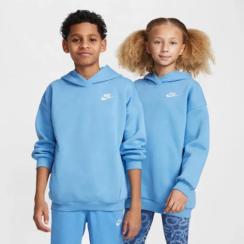 Nike Sportswear Club Fleece Big детские оверсайз Pullover Толстовка с капюшоном синий