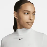 Nike Sportswear Essential жіноча Ribbed Mock-Neck Long-Sleeve Top колір сірий