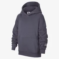 Nike Icon Fleece Big детские оверсайз Pullover Толстовка с капюшоном цвет серый