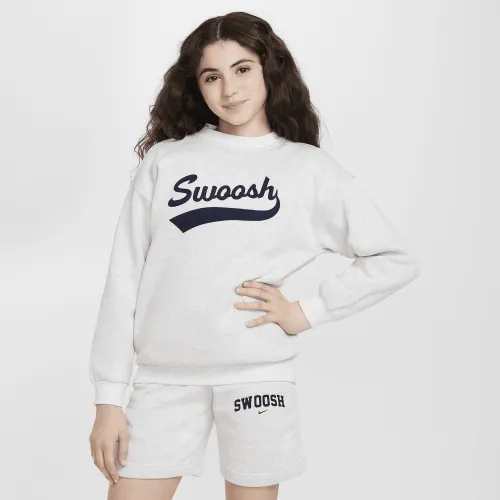 Nike Sportswear Club Fleece Big детские (Girls') оверсайз Crew-Neck свитшот цвет коричневый