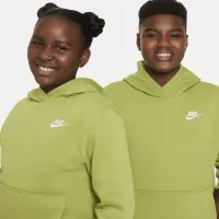 Nike Sportswear Club Fleece Big детские Pullover Толстовка с капюшоном (Extended Size) цвет зеленый