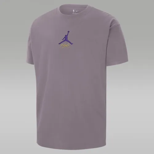 Nike Los Angeles Lakers Courtside Statement Edition чоловічі Jordan NBA футболка колір фіолетовий