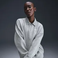 Nike Sportswear Phoenix Fleece женская оверсайз 1/4-Zip Polo цвет серый