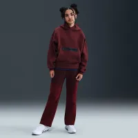 Nike Sportswear Tech Fleece Big детские (для мальчиков) оверсайз Pullover Толстовка с капюшоном цвет красный
