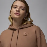 Nike Jordan Flight Fleece женская Satin-Lined Pullover Толстовка с капюшоном цвет коричневый