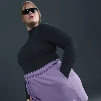 Nike Sportswear Club Fleece женская Mid-Rise шорты (большие размеры) цвет фиолетовый