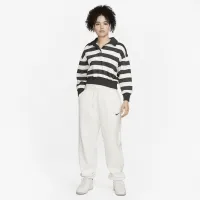 Nike Sportswear Phoenix Fleece женская оверсайз 3/4-Sleeve Striped Crop Polo цвет черный