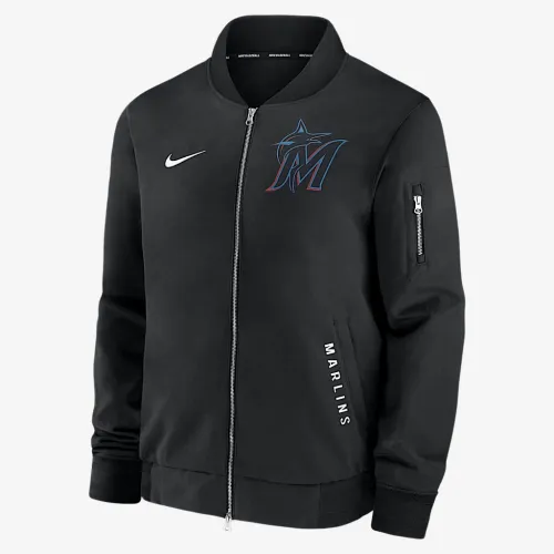 Miami Marlins Authentic Collection Dugout чоловічі Nike MLB Full-Zip Bomber Куртка колір чорний