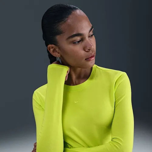 Nike Sportswear Chill Knit жіноча Slim Long-Sleeve Cropped Top колір зелений