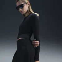 Nike Sportswear Chill Knit женская Slim Long-Sleeve Cropped Top цвет черный
