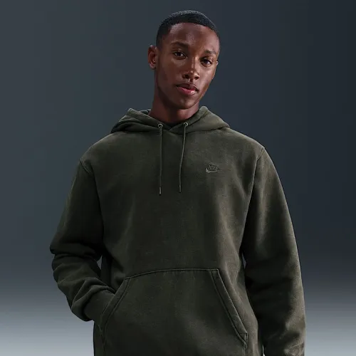 Nike Sportswear Club мужские Washed Fleece Толстовка с капюшоном цвет зеленый