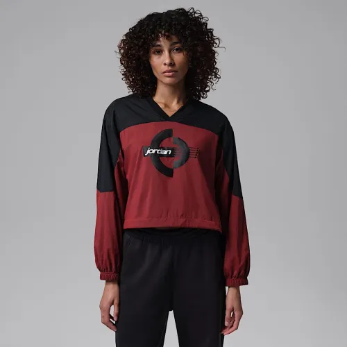 Nike Jordan Brooklyn женская Woven Long-Sleeve Graphic Pullover цвет черный