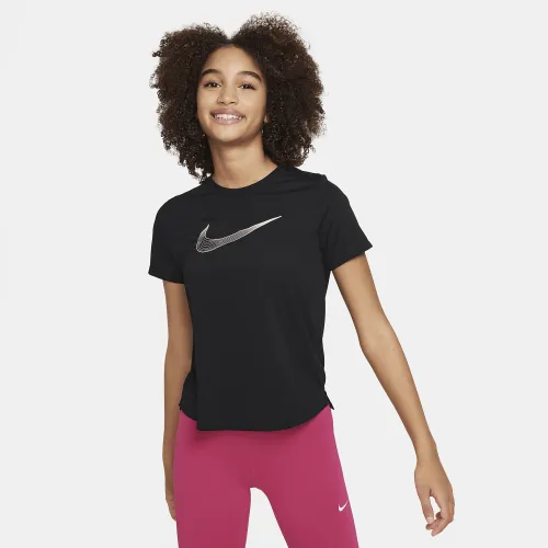 Nike One Big дитячі (Girls') Dri-FIT Short-Sleeve тренувальні Top колір чорний