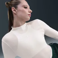 Nike Sportswear Chill Knit жіноча Slim Long-Sleeve Mock-Neck футболка колір коричневий