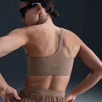 Nike Zenvy Asymmetrical жіноча Light-Support Padded Sports Bra колір коричневий