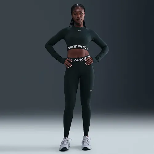 Nike Pro женская Mid-Rise Mesh-Paneled лосины цвет зеленый