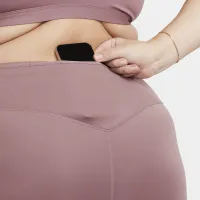 Nike Go женская Firm-Support С высокой Талией 7/8 лосины с карманами(большие размеры) цвет фиолетовый