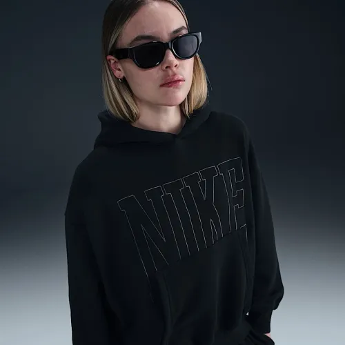 Nike Sportswear женская Over-оверсайз French Terry Pullover Толстовка с капюшоном цвет черный
