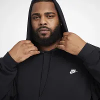 Nike Club Fleece мужские оверсайз French Terry Pullover Толстовка с капюшоном цвет черный
