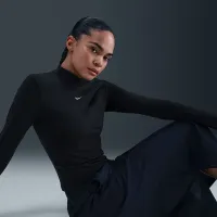 Nike Sportswear Chill Knit жіноча Slim Long-Sleeve Mock-Neck футболка колір чорний