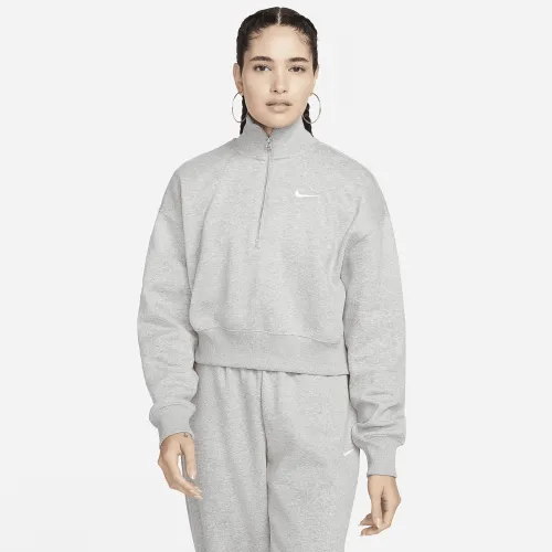 Nike Sportswear Phoenix Fleece жіноча 1/2-Zip Cropped світшот колір сірий