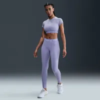 Nike Pro женская Mid-Rise Mesh-Paneled лосины цвет фиолетовый