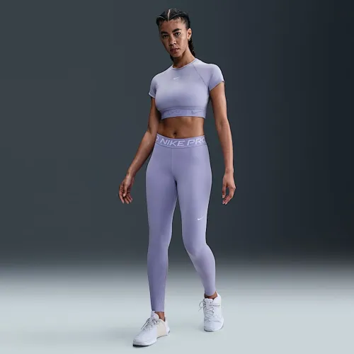 Nike Pro женская Mid-Rise Mesh-Paneled лосины цвет фиолетовый